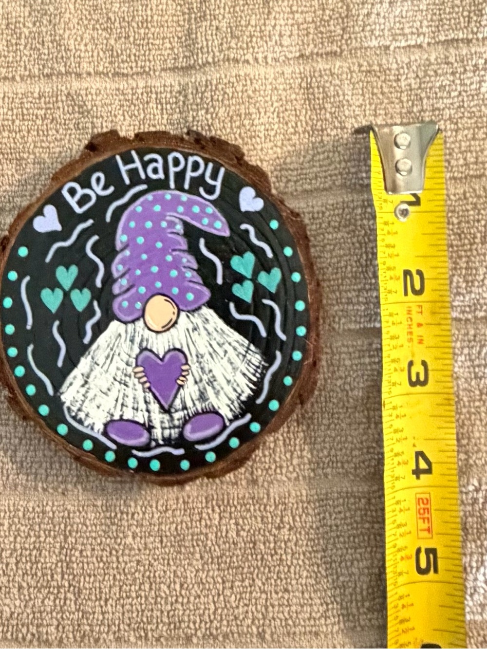 Be Happy Gnome Holiday Ornament - Purple & Teal